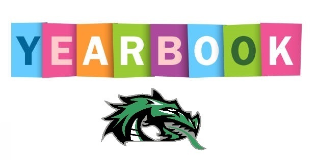 Yearbook text with green dragon head