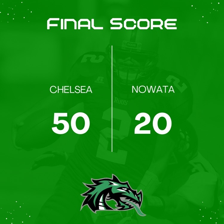 Final score of the Chelsea at Nowata football game. 