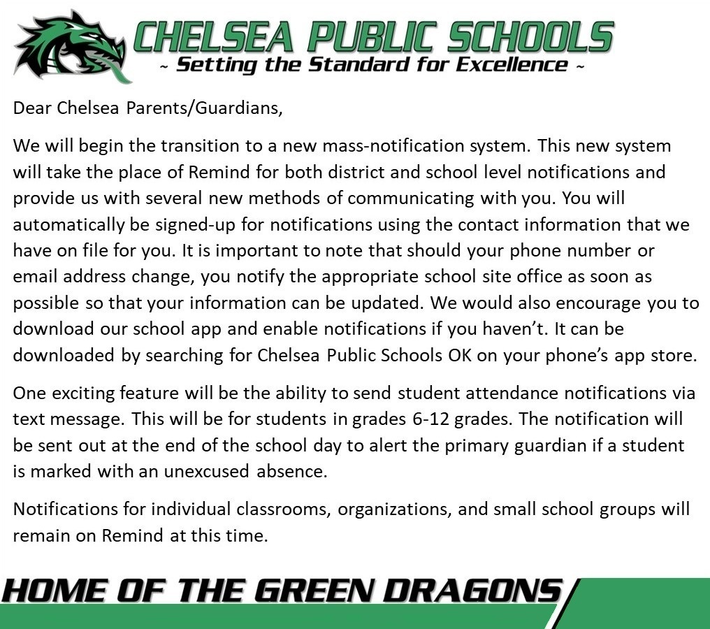 Information regarding upcoming changes to district and school level notifications.